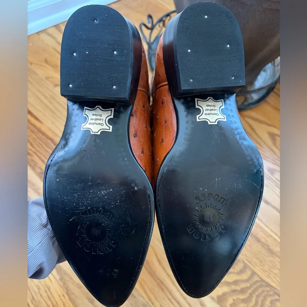 Men’s Cowboy Ostrich Boots Men’s Size 27.5 Mex 9 US Embroidered Made in Mexico - Picture 5 of 8